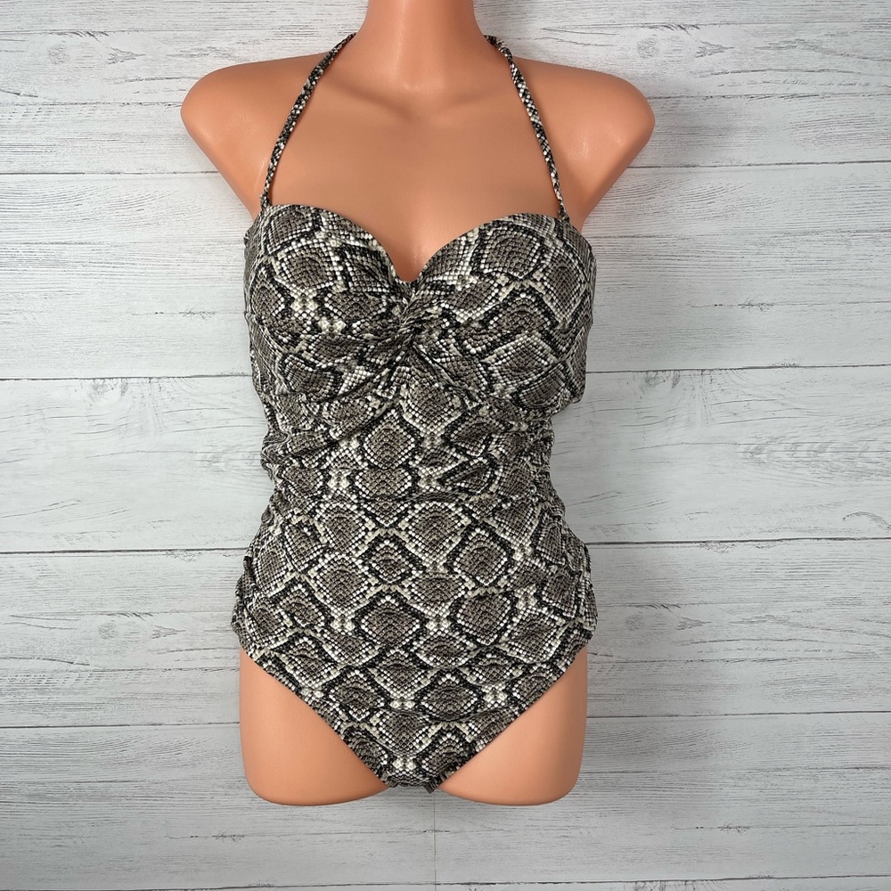 Tommy Bahama Snakeskin One Piece Bandeau Swimsuit Sz 14